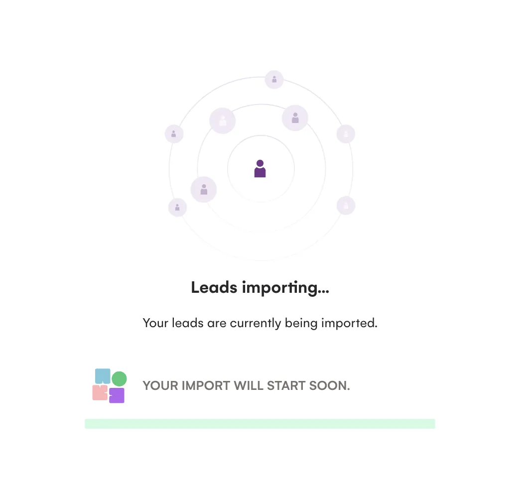 The La Growth Machine screen shown while leads are importing
